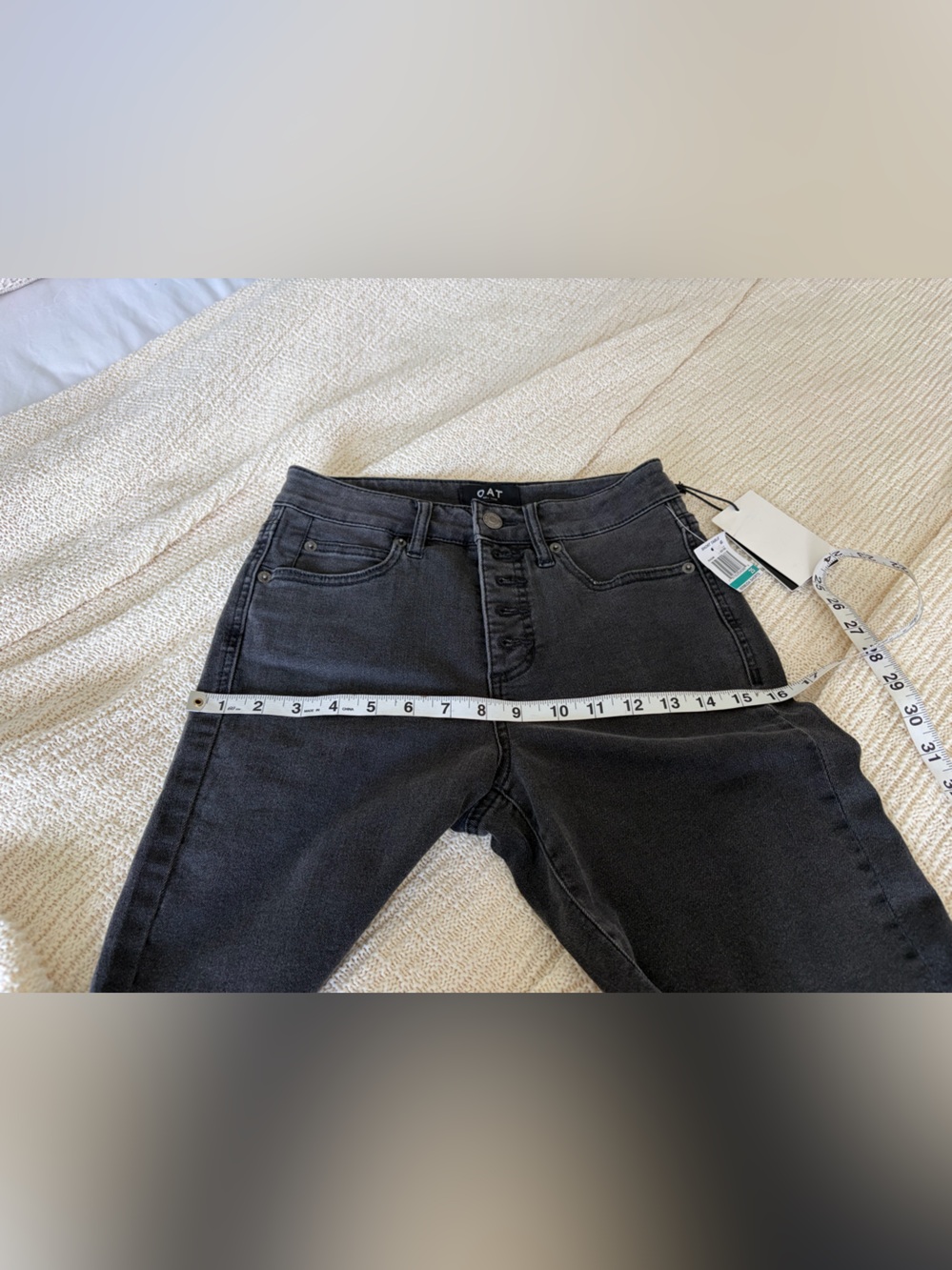 OAT New York High Rise Black Denim Cutoff Shorts Frayed Hem – Size 25